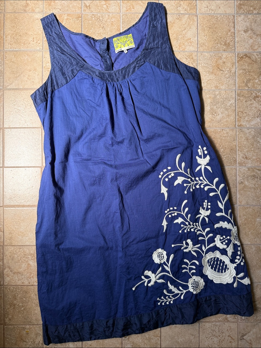 Floreat Missouri Primrose Dress Anthropologie Royal Blue White Embroidery 12